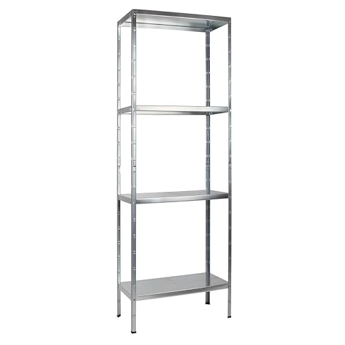 SCHULTE Regalwelt Steckregal mit 4 PowerMAX Fachböden, 50 kg Tragkraft, 180x75x35 cm (HxBxT), verzinkt (Lagerregal, Werkstattregal, Kellerregal, Garagenregal, Metallregal von SCHULTE Regalwelt