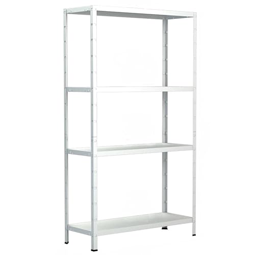 SCHULTE Regalwelt Steckregal mit 4 PowerMAX Fachböden, 60 kg Tragkraft, 180x60x40 cm (HxBxT), weiß, Lagerregal, Werkstattregal, Kellerregal, Garagenregal, Metallregal von SCHULTE Regalwelt