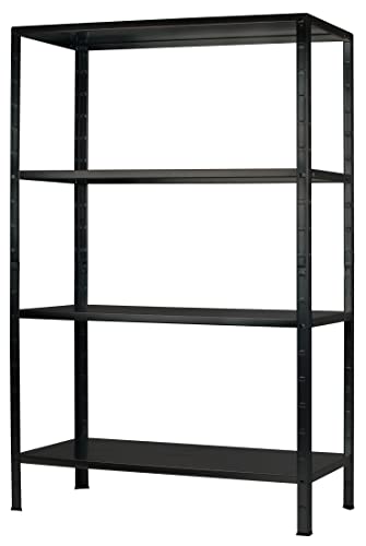 SCHULTE Regalwelt Steckregal mit 4 PowerMAX Fachböden, 65 kg Tragkraft, 190x100x40 cm (HxBxT), schwarz-Struktur, Lagerregal, Werkstattregal, Kellerregal, Garagenregal, Metallregal von SCHULTE Regalwelt