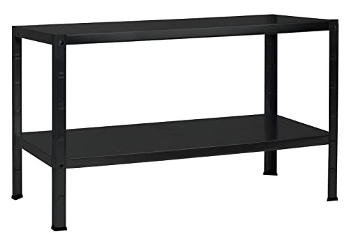 Schulte Regalwelt Steckregal mit 2 PowerMAX Fachböden, 65 kg Tragkraft, 43x100x35 cm (HxBxT), schwarz-Struktur, Lagerregal, Werkstattregal, Kellerregal, Garagenregal, Metallregal von SCHULTE Regalwelt
