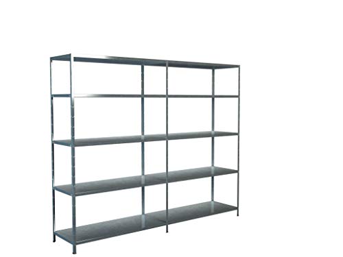 Schulte Regalwelt Steckregal mit 2 x 5 PowerMAX Fachböden, 85 kg Tragkraft, 200x240x50 cm (HxBxT), verzinkt (Lagerregal, Werkstattregal, Kellerregal, Garagenregal, Metallregal von SCHULTE Regalwelt
