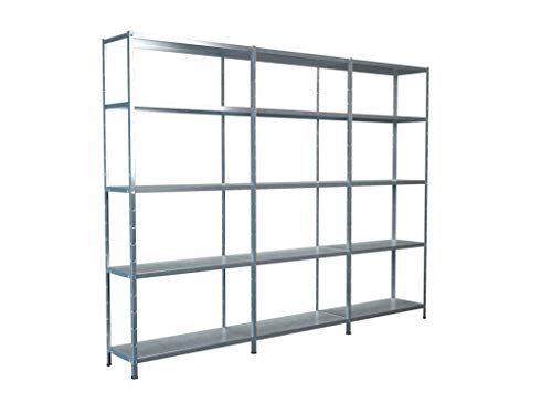 Schulte Regalwelt Steckregal mit 3 x 5 PowerMAX Fachböden, 60 kg Tragkraft, 200x260x35 cm (HxBxT), verzinkt (Lagerregal, Werkstattregal, Kellerregal, Garagenregal, Metallregal von SCHULTE Regalwelt