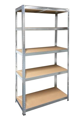 Schulte Schwerlastregal mit 5 MDF Böden, 180x90x40 cm (HxBxT), Traglast pro Ebene 175 Kg, verzinkt, Lagerregal, Kellerregal, Werkstattregal, Steckregal von SCHULTE Regalwelt