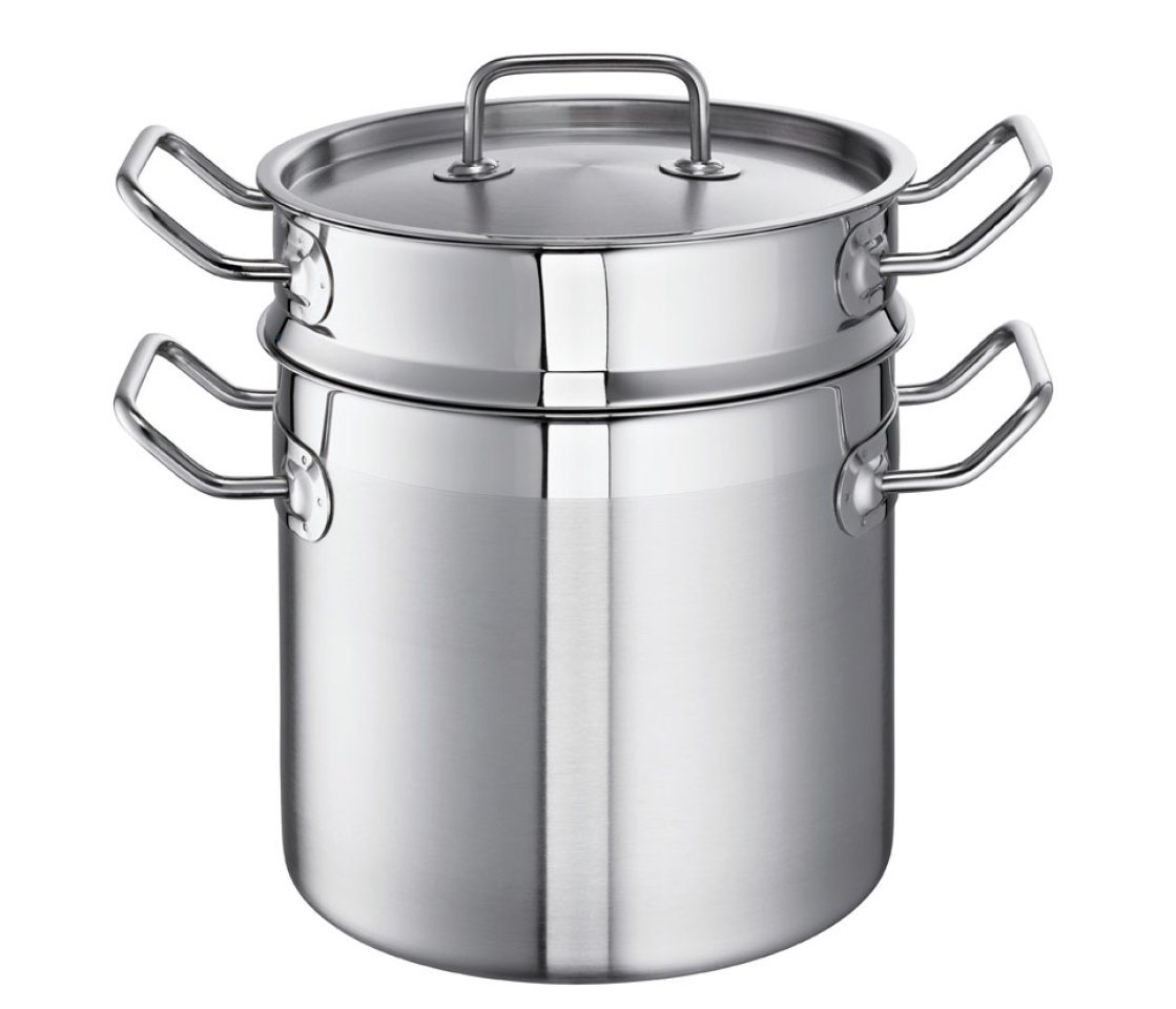SCHULTE-UFER Spaghettitopf Profi-Line i, Edelstahl (Set, 1 x Topf, 1 x Deckel, 1 x Spaghettieinsatz), Spülmaschinengeeignet, Edelstahl, 20 cm Durchmesser von SCHULTE-UFER