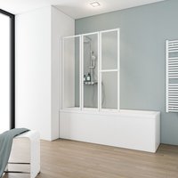 3-teilige Duschwand für Badewanne, faltbar mit Handtuchhalter, 5mm esg Sicherheitsglas Klar hell, Größe 127 x 140 cm, Profilfarbe: Alpinweiß - Schulte von SCHULTE