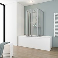 Schulte Duschabtrennung faltbar für Badewanne 70-80 cm, Sicherheitsglas ESG Klar hell, Profilfarbe: Alu Natur von SCHULTE