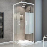 Duschkabine Sunny Eckeinstieg mit Schiebetüren von Schulte, 5 mm Sicherheitsglas (ESG) Dekor Dezent light, Profilfarbe: Alpinweiß, 90 x 90 x 190 cm von SCHULTE