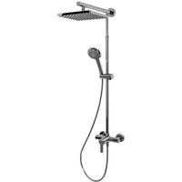 Duschsystem, Verchromt, Korpus aus Messing, Duschmaster Rain mit Regendusche, mit Einhebelmischer, Kopfbrause eckig - Schulte von SCHULTE