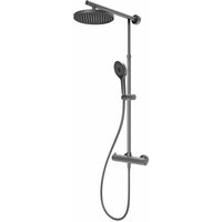 Duschsystem Duschmaster Rain mit Sicherheits-Thermostat, Kopfbrause rund extra-flach, mit Handbrause, Farbe: Gunmetal - Schulte Duschsystem Duschmaster Rain mit Sicherheits-Thermostat, Kopfbrause rund extra-flach, mit Handbrause, Farbe: Gunmetal - Schulte von SCHULTE