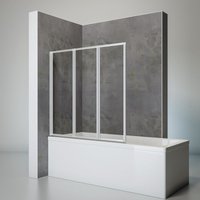 Schulte - Duschwand Smart inkl. Klebe-Montage, 127 x 121 cm, 3-teilig faltbar, Duschabtrennung für Badewanne, Alu-Natur, 3 mm Sicherheitsglas (esg) von SCHULTE