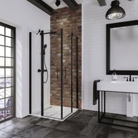 SCHULTE Eckeinstieg »Black Style«, mit Drehtür, Höhe: 192 cm, mattschwarz, Scheibenstärke: 5 mm von SCHULTE