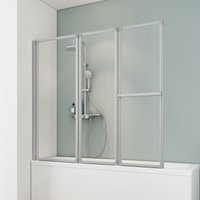 Schulte - 3-teilige Duschwand für Badewanne, faltbar mit Handtuchhalter, 5mm esg Sicherheitsglas Klar hell, Größe: 151 x 140 cm, Profilfarbe: Alu von SCHULTE