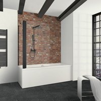 Duschwand mit Seitenwand Black Style - Breite: 80 cm, Höhe: 140 cm, Glas: 5 mm Sicherheitsglas Klar Hell, Profil: Matt Schwarz, passend für Duschwand mit Seitenwand Black Style - Breite: 80 cm, Höhe: 140 cm, Glas: 5 mm Sicherheitsglas Klar Hell, Profil: Matt Schwarz, passend für von SCHULTE