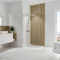 DecoDesign Duschrückwand Dekor Japandi, vertikal, 3 mm Aluminium-Verbundplatte, Wandverkleidung als fugenfreier Fliesenersatz, Größe: 100 x 255 cm von SCHULTE