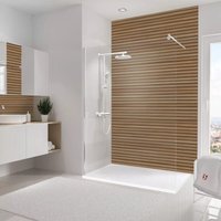 DecoDesign Duschrückwand Dekor Japandi, horizontal, 3 mm Aluminium-Verbundplatte, Wandverkleidung als fugenfreier Fliesenersatz, 210 x 100 cm von SCHULTE