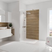 DecoDesign Duschrückwand Dekor Japandi, horizontal, 3 mm Aluminium-Verbundplatte, Wandverkleidung als fugenfreier Fliesenersatz, 255 x 150 cm von SCHULTE