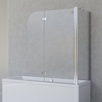 Schulte - Duschabtrennung für Badewanne Angle, 2-teilig mit Seitenwand, Profilfarbe Chromoptik, 5 mm Sicherheitglas (esg) Klar hell, Faltwand: 112 x von SCHULTE