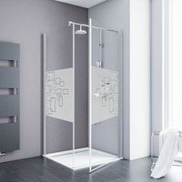 Duschkabine Drehtür mit Seitenwand Alexa Style 2.0, 5 mm Sicherheitsglas (esg) Dekor Softcube, Alu-Natur, 90 x 90 x 192 cm - Schulte von SCHULTE