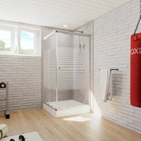 Schulte Duschkabine Sunny variabler Eckeinstieg mit Schiebetüren, 3 mm Sicherheitsglas ESG Dekor Querstreifen, Größe: variabel von 75 - 90 cm, Schulte Duschkabine Sunny variabler Eckeinstieg mit Schiebetüren, 3 mm Sicherheitsglas ESG Dekor Querstreifen, Größe: variabel von 75 - 90 cm, von SCHULTE