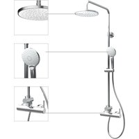 Duschmaster Rain iii White Style. Duschsystem mit Kopf- und Handbrause, Größe: 117,7 x 25,4 x 46,5 cm, mit Einhebelmischer - Schulte von SCHULTE