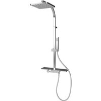 Schulte - Duschsystem ,Square, Duschmaster Rain ii von Eckige Kopfbrause aus verchromten Messing, mit Ablage von SCHULTE