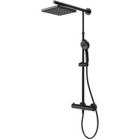 Schulte Duschsystem Black Style mit Sicherheits-Thermostat, Schwarz matt, Korpus aus Messing, Duschmaster Rain mit Regendusche, Kopfbrause eckig von SCHULTE
