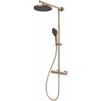 Schulte - Duschsystem Duschmaster Rain mit Sicherheits-Thermostat, Kopfbrause rund extra-flach, mit Handbrause: Farbe: Kupferoptik von SCHULTE