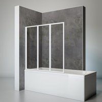 Duschwand Smart 3-teilig faltbar, inkl. Klebe-Montage - Breite: 127 cm, Höhe: 121 cm, Glas: 3 mm Sicherheitsglas Klar Hell, Profil: Alpin Weiß von SCHULTE