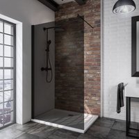 Schulte Duschwand Walk In 90x200 cm - 6 mm Sicherheitsglas getönt mit Fixil Beschichtung, Profil Schwarz, Alexa Style 2.0 von SCHULTE