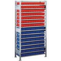 Steckregal H2000xB1000xT400mm Anbauregal 16 Böden 70xL 400mm rot/40xL 400mm blau von SCHULTE
