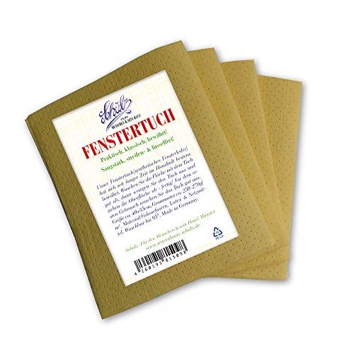 SCHULZ - Für den Menschen & Sein Haus! - Fenstertuch (Synthetisches Fensterleder)- Saugstark, Streifen- & fusselfrei! Ideal für Spiegel, Glas und Auto- 4er Pack - ca.40x35cm von SCHULZ