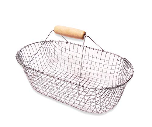 Schulz - Ovaler-Korb mit Holzgriff, Drahtkorb - Verzinkt ca. 47x 27cm x 16- Made in Germany von SCHULZ