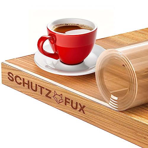 SCHUTZ-FUX Tischfolie 2mm transparent - Tischschutz mit schräger Kante, durchsichtige Tischdecke abwaschbar, Verschiedene Größen, nach Maß, Made in Germany (100 x 130) von SCHUTZ-FUX