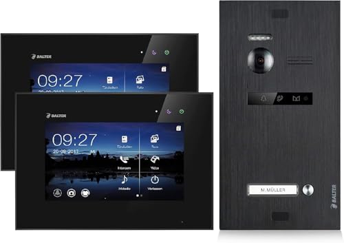 SCHUTZER Balter EVO 2-Draht Bus Video Türsprechanlage Komplettsystem mit 150° Weitwinkelkamera, 2x7 Touchscreen-Monitor Interkom Nachtsicht-LEDs von SCHUTZER