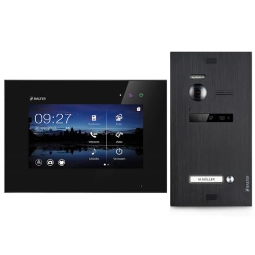 SCHUTZER Balter EVO 2-Draht Bus Video Türsprechanlage Komplettsystem mit 150° Weitwinkelkamera, 7" Touchscreen-Monitor Interkom Nachtsicht-LEDs von SCHUTZER