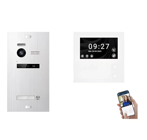 SCHUTZER Balter EVO HD Video-Türsprechanlage Set für 1-Familienhaus | 7" Touchscreen Monitor + Full-HD Kamera | Erweiterbar auf 4 Monitore und 1 Türstationen (Silber mit Wi-Fi, 1 Monitore) von SCHUTZER