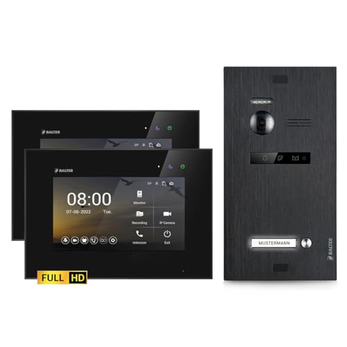 SCHUTZER Balter EVO HD Video Türklingel mit Kamera, 2 Draht Türsprechanlage 1 Familienhaus, 2x7 Zoll Monitor, Full HD, Nachtsicht, Video Gegensprechanlage mit Türöffner, Kamera für Haustür von SCHUTZER