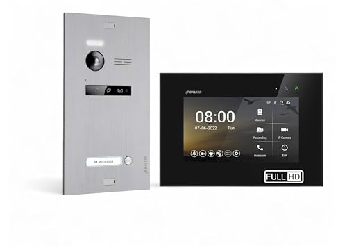 SCHUTZER Balter EVO HD Video Türklingel mit Kamera, 2 Draht Türsprechanlage 1 Familienhaus, 7 Zoll Monitor, Full HD, Nachtsicht, Video Gegensprechanlage mit Türöffner, Kamera für Haustür von SCHUTZER