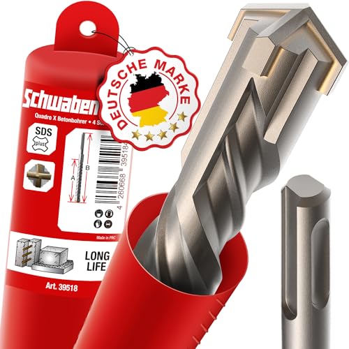 SDS PLUS Betonbohrer 28mm x 540 x 600 - Präzises & schnelles Bohren in Beton - Premium Qualität mit Hartmetall Spitze - Steinbohrer Lang - Kein Einhaken in Armierungseisen SDS PLUS Betonbohrer 28mm x 540 x 600 - Präzises & schnelles Bohren in Beton - Premium Qualität mit Hartmetall Spitze - Steinbohrer Lang - Kein Einhaken in Armierungseisen von SCHWABENBACH