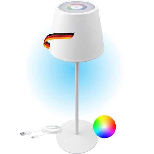 SCHWAIGER OTL200 012 Tischlampe Nachtlicht LED-Lampe Garten-Leuchte Stehlampe RGB Touch Akku dimmbar warmweiß Indoor & Outdoor IP44 Weiß von SCHWAIGER