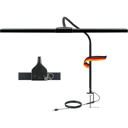 SCHWAIGER 658156 LED Schreibtischlampe Klemmlampe Büro-Leuchte Monitorlampe Bildschirmlicht Touchsensor Schwanenhals USB-Anschluss Schraubklammer von SCHWAIGER