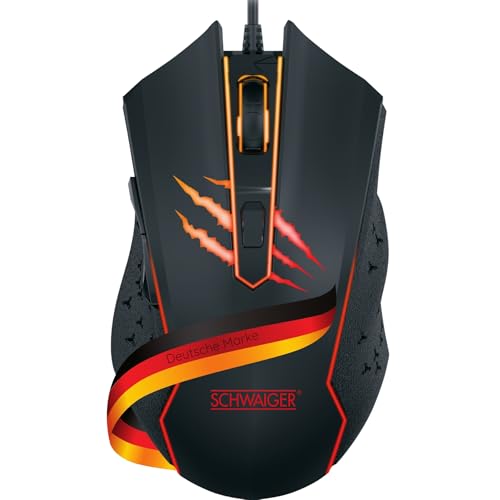 SCHWAIGER Gaming Maus RGB beleuchtet 6 Tasten 4 DPI-Stufen maximal 3600 DPI kabelgebunden USB-A 1,6 m Kabel rutschfest ergonomisch für PC Laptop Computer Windows Mac Linux Plug & Play SCHWAIGER Gaming Maus RGB beleuchtet 6 Tasten 4 DPI-Stufen maximal 3600 DPI kabelgebunden USB-A 1,6 m Kabel rutschfest ergonomisch für PC Laptop Computer Windows Mac Linux Plug & Play von SCHWAIGER