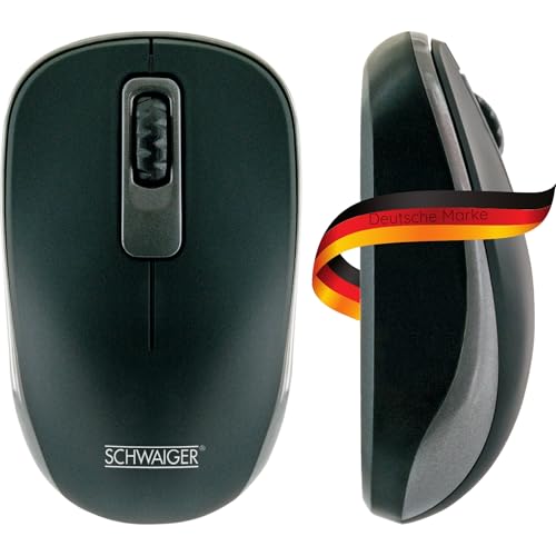SCHWAIGER OM1000 Kabellose Maus Funkmaus PC-Maus mit USB-Empfänger Wireless optisch Softtouch Plug&Play 2.4GHz von SCHWAIGER