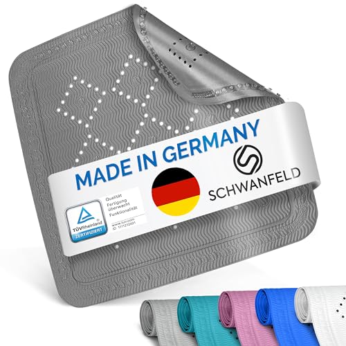 Schwanfeld® [55 x 55cm] Duschmatte rutschfest [EXTRA SICHER] - inkl. extra starken Saugnäpfen - Duschmatte BPA frei - Antirutschmatte dusche (Made in Germany) - sichere Duscheinlage rutschfest von SCHWANFELD