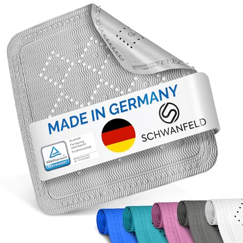 Schwanfeld® [55 x 55cm] Duschmatte rutschfest [EXTRA SICHER] - inkl. extra starken Saugnäpfen - Duschmatte BPA frei - Antirutschmatte dusche (Made in Germany) - sichere Duscheinlage rutschfest von SCHWANFELD