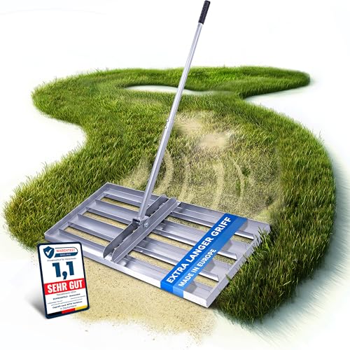 Schwanfeld® [80x30cm] Rasenrakel [LANGLEBIG & ROBUST] - inkl. 1,4m Stiel aus Metall - Rasenrechen aus hochwertigem legiertem Stahl - Rasen Rakel für die perfekte Rasenpflege - Lawn Leveling rake von SCHWANFELD