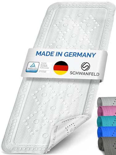 Schwanfeld® [91 x 36cm] Badewannenmatte [EXTRA SICHER] - inkl. extra starken Saugnäpfen - Badematte rutschfest BPA frei - Antirutschmatte Badewanne (Made in Germany) - sichere Rutschmatte Badewanne von SCHWANFELD