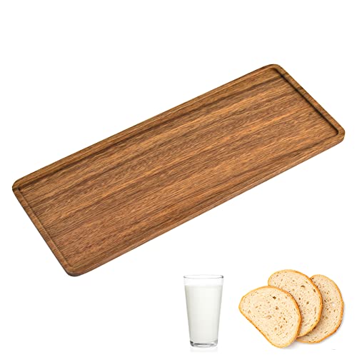 SCHYIDA Holztablett Serviertablett Holz Holztabletts Deko Holz Tablett 30cm * 12cm * 1.1cm Tablett Serviertablett aus Nussbaum Holz Serviertablett Bambus Tablett für Kerzen, Snacks, Kleinigkeiten von SCHYIDA