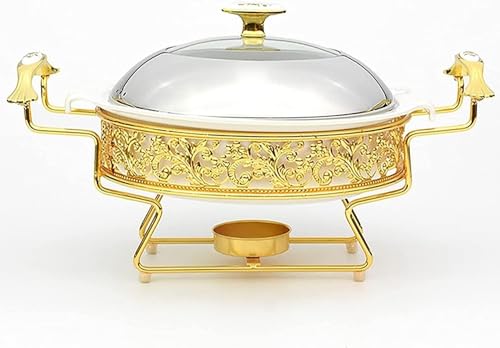 Goldenes Chafing Dish-Buffet-Set, runder Chafer aus Edelstahl mit Deckel für Buffets, Hochzeiten, Partys, Bankette, Catering-Events (Size : 28cm) von SCHYWL
