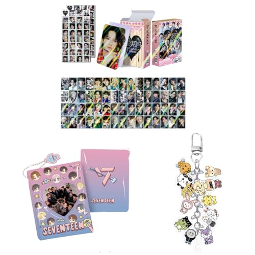 K-pop Set 60pcs Photocards Postcards, 64pcs Stickers, Album Binder Holder Book, Keyring Keychain (SEVENTEEN) von SCISSH